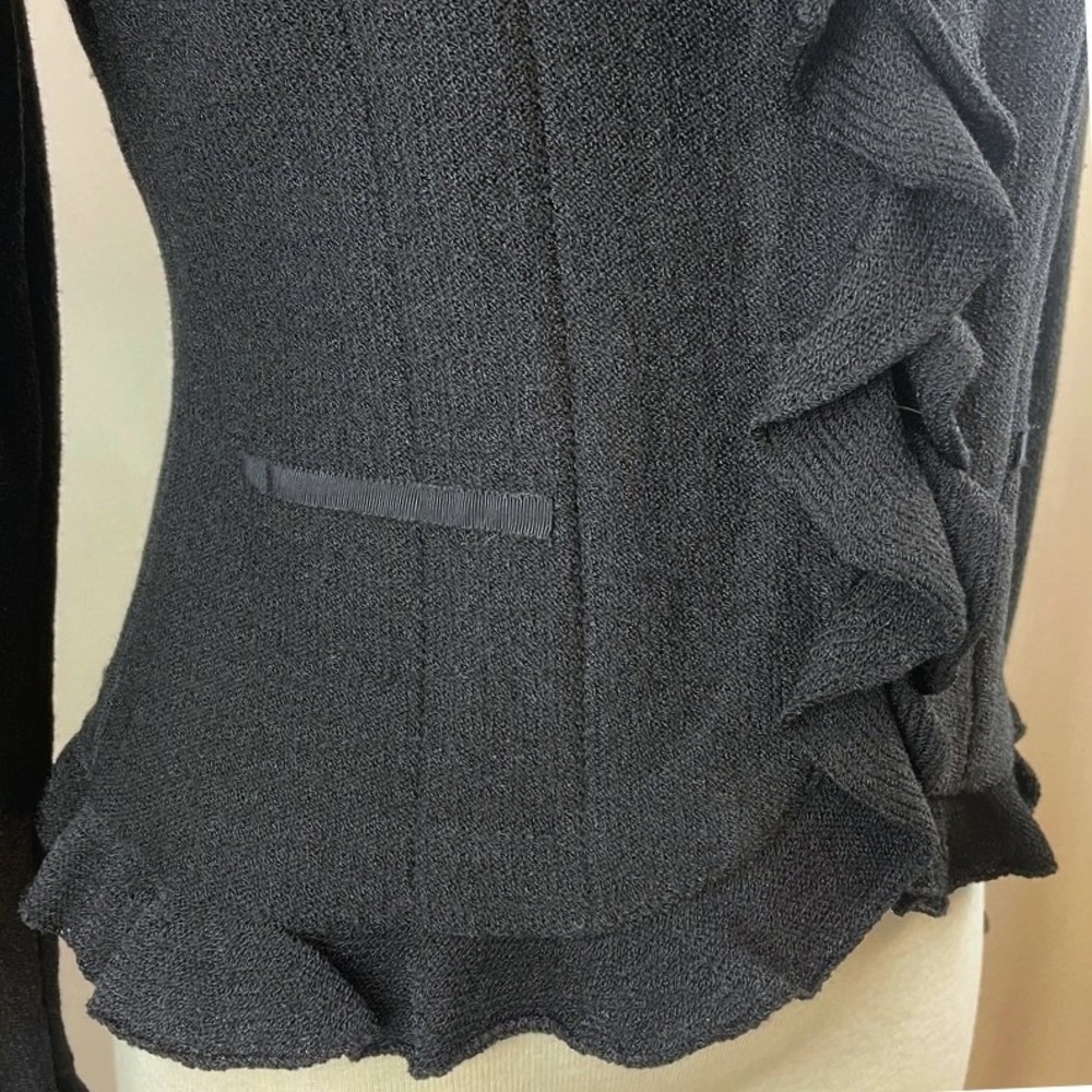 Vintage FABRIKANT Womens (MP) Knit Blazer Wool Ruffle 90s Mobwife Whimsigoth USA - Picture 5 of 8